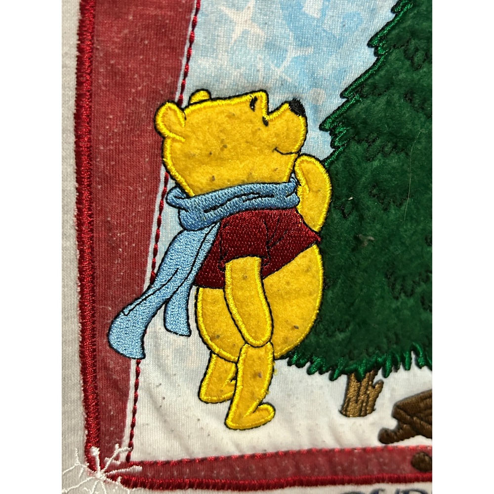 Disney Store Winnie the Pooh Merry Christmas Sweatshirt Gray Mens M Embroidered - Picture 3 of 7